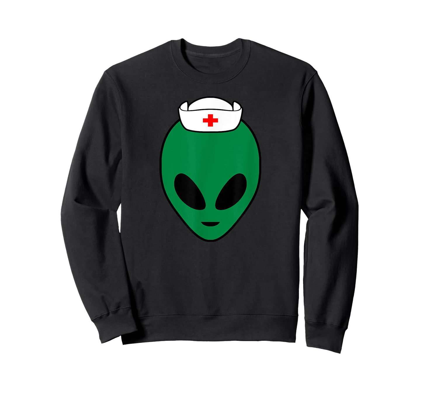 Cool Green Alien Head With Nurse's Hat Funny - Nurse Alien T-Shirt