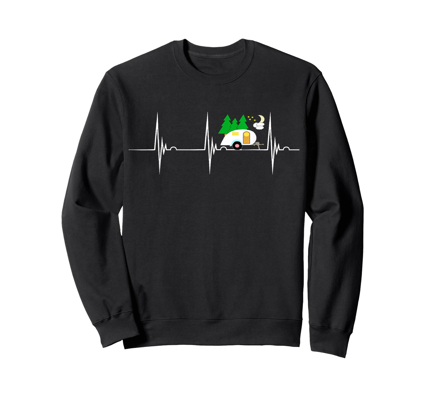Teardrop Trailer Heartbeat Camping Pulse Line EKG RV T-Shirt T-Shirt