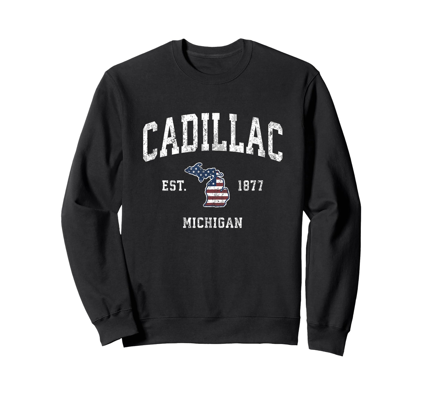 Cadillac Michigan MI Vintage American Flag Sports Design T-Shirt