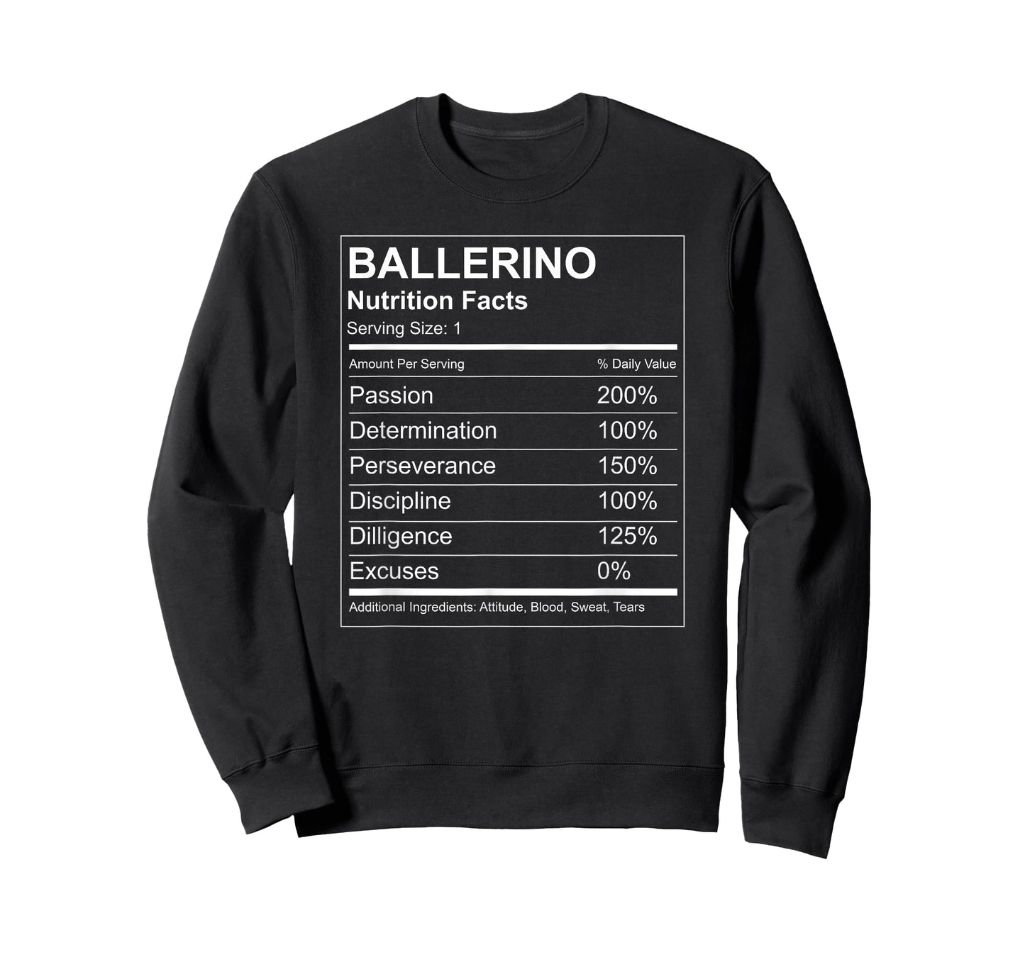 Ballerino Nutrition Facts Funny T-shirt - Male Ballet Dancer T-Shirt
