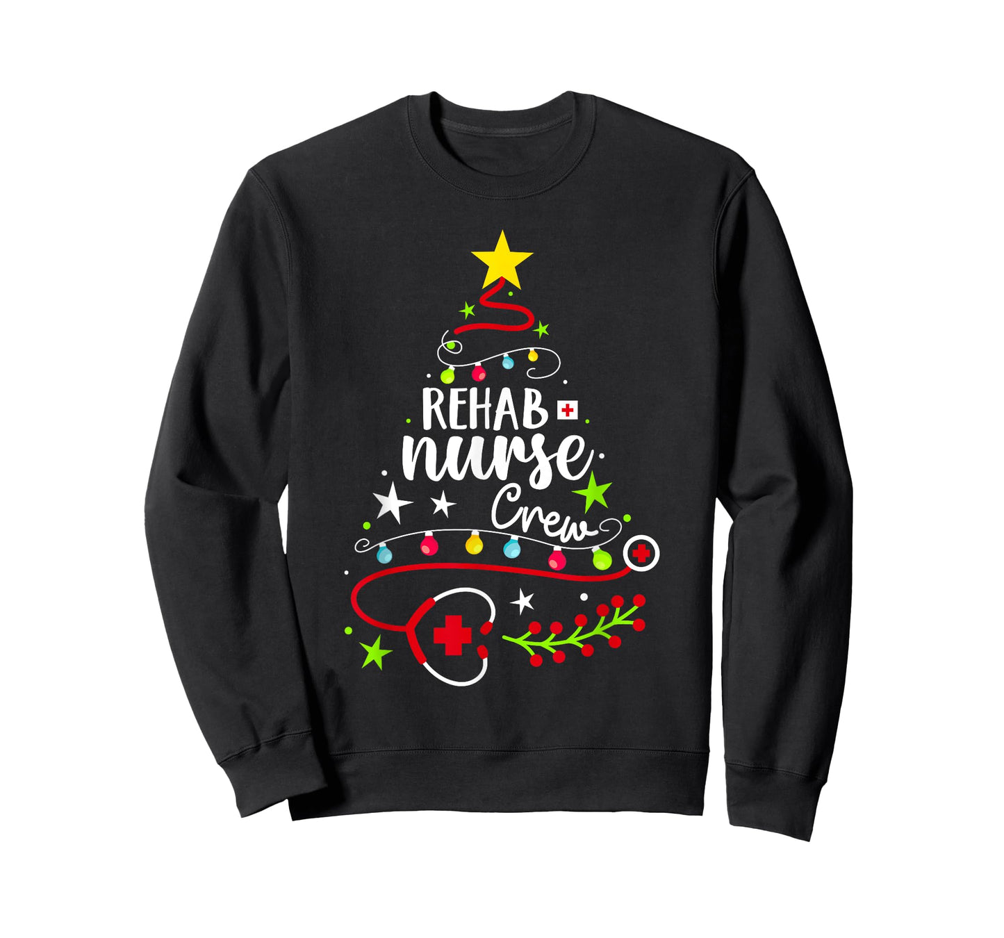 Christmas Nurse Cute Xmas Stethoscope Tree Rehab Nurse Crew T-Shirt
