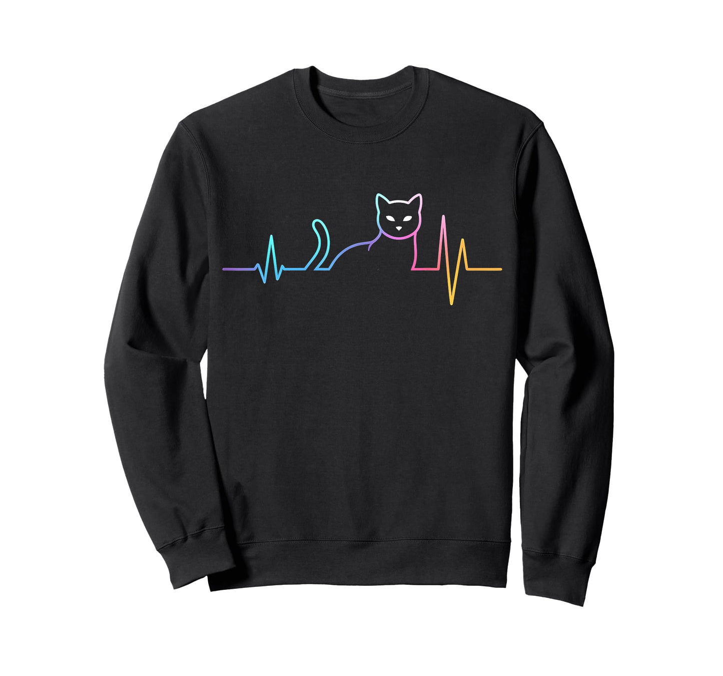 Colorful Heartbeat Cat Funny Cat Lover Fans Women Men Kids T-Shirt