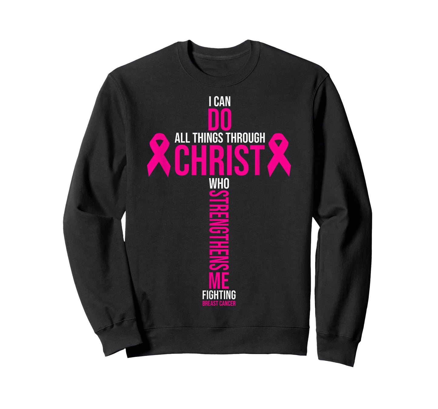 Christian Cross Pink Ribbon Inspirational Breast Cancer Gift T-Shirt