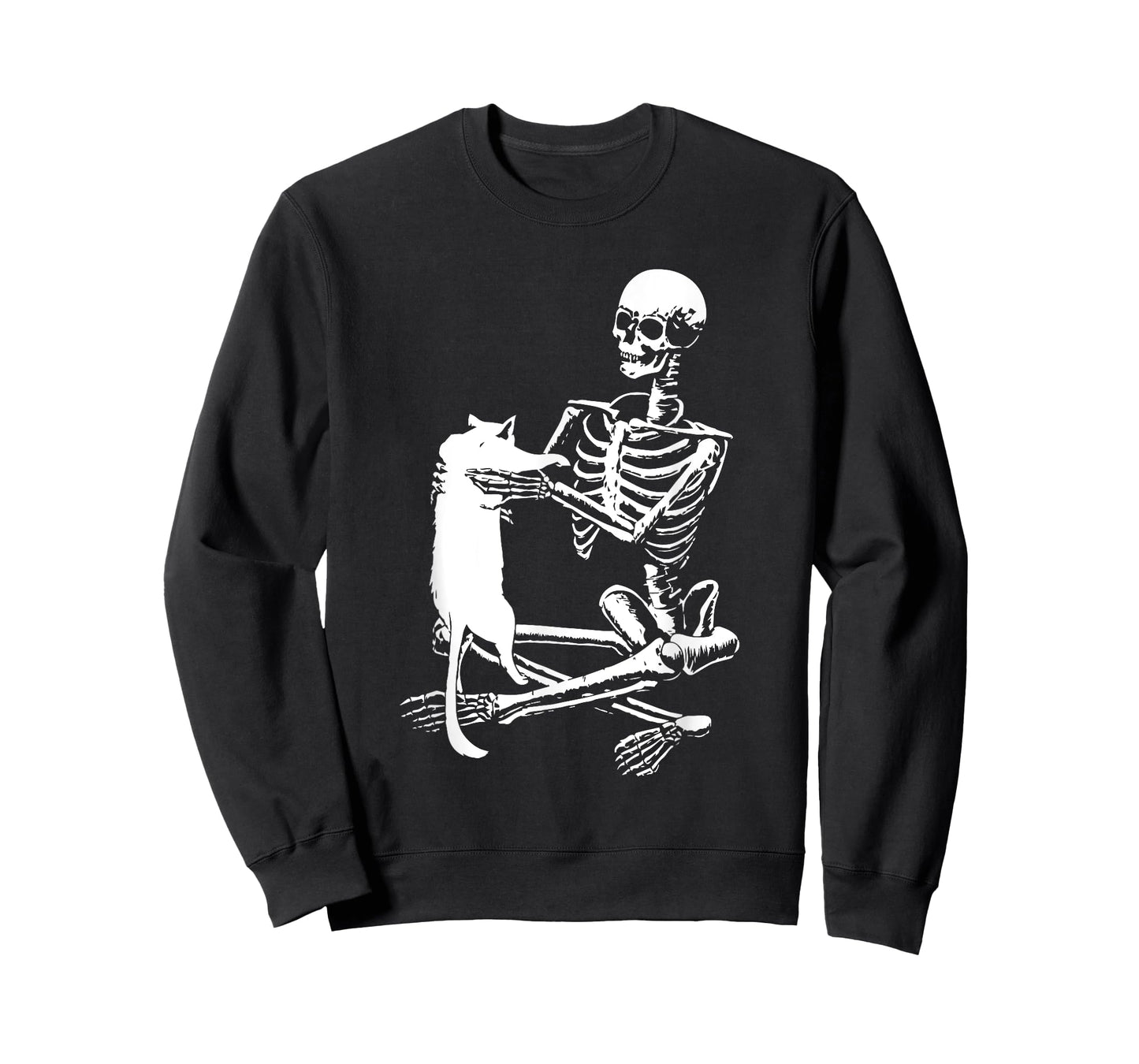 Skeleton Holding A Cat Shirt Lazy Halloween Costume Skull T-Shirt