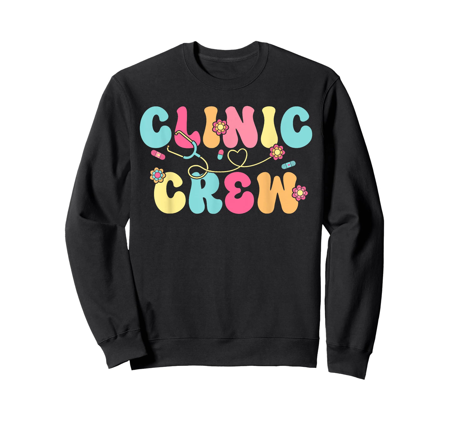 Clinic Crew For School Nurse Groovy (On Back) T-Shirt