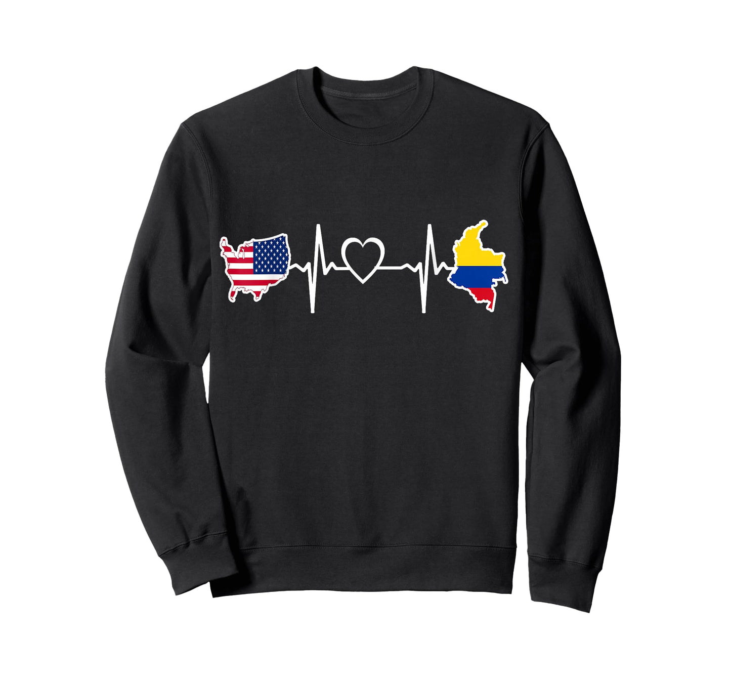 Colombia USA Heartbeat - Colombian American USA Flag T-Shirt