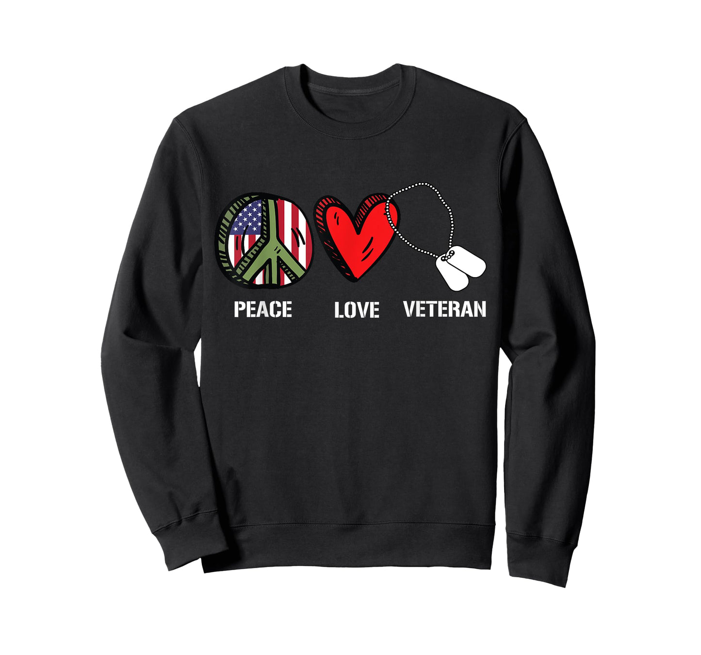 Peace Love Veterans Day American Flag Military Army Soldier T-Shirt
