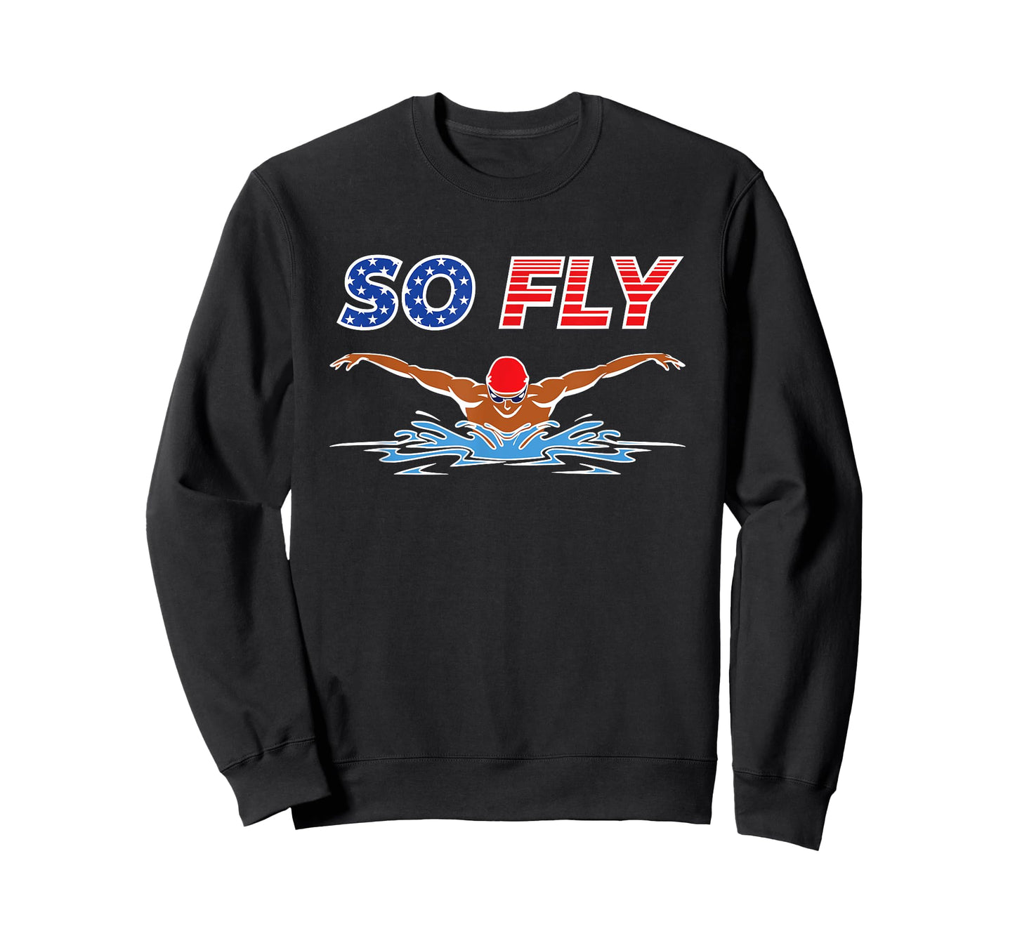 Mens Swimming Butterfly Stroke Swim Team American Flag USA T-Shirt