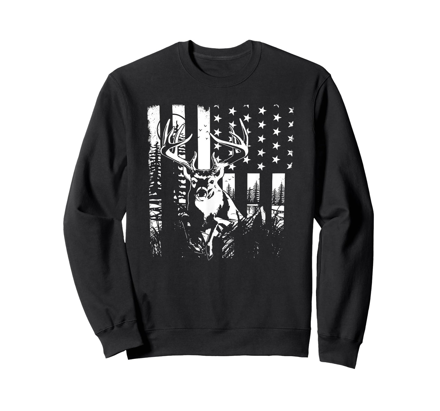 Hunting US Flag Deer Elk Buck Camoflage Hunter Dad Men Gifts T-Shirt