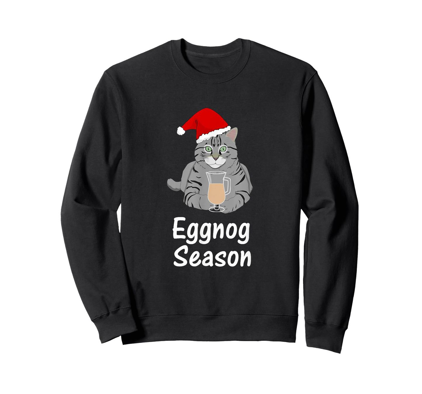 Eggnog Time, Fun Cat Christmas Gift T Shirt, Dk