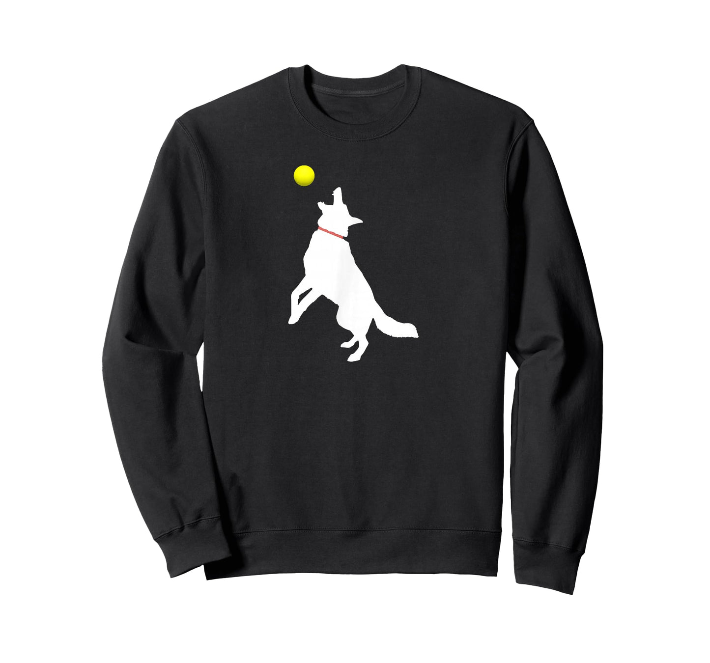 White German Shepherd Dog GSD Catching Yellow Tennis Ball T-Shirt