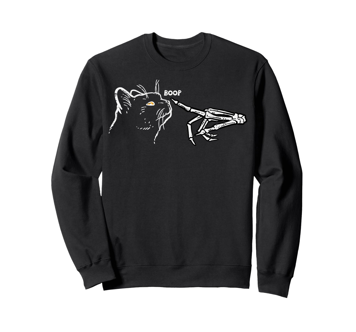 Black Cat Skeleton Hand Boop Halloween Pet Women Girls Kids T-Shirt