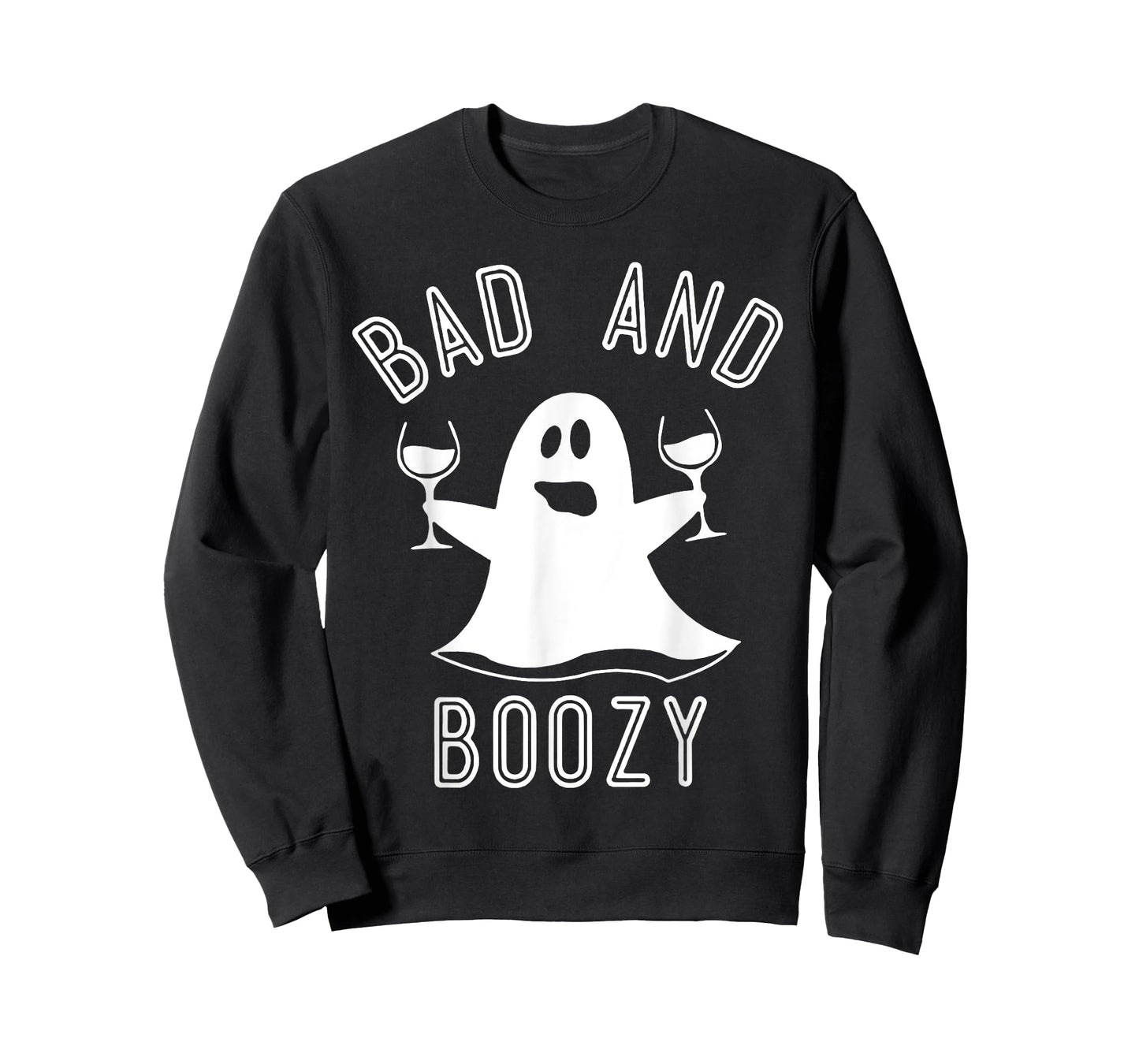 Bad And Boozy Ghost Drinks Wine Halloween Shirt T-Shirt