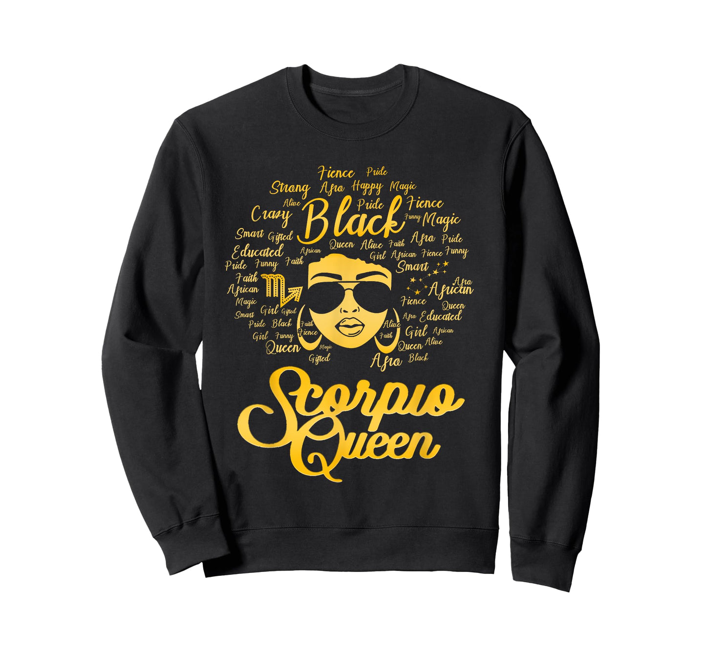 Scorpio Queen Birthday Blackwomen Zodiac Signs Afro Hair T-Shirt