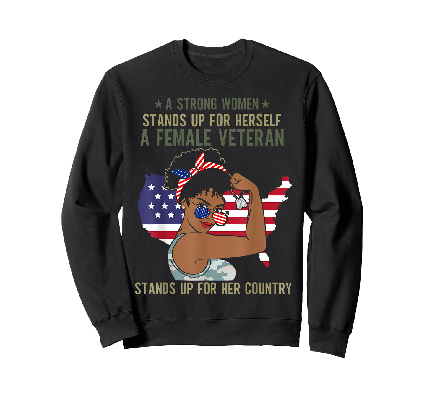 African American Army Veteran Female Afro Melanin Girl T-Shirt
