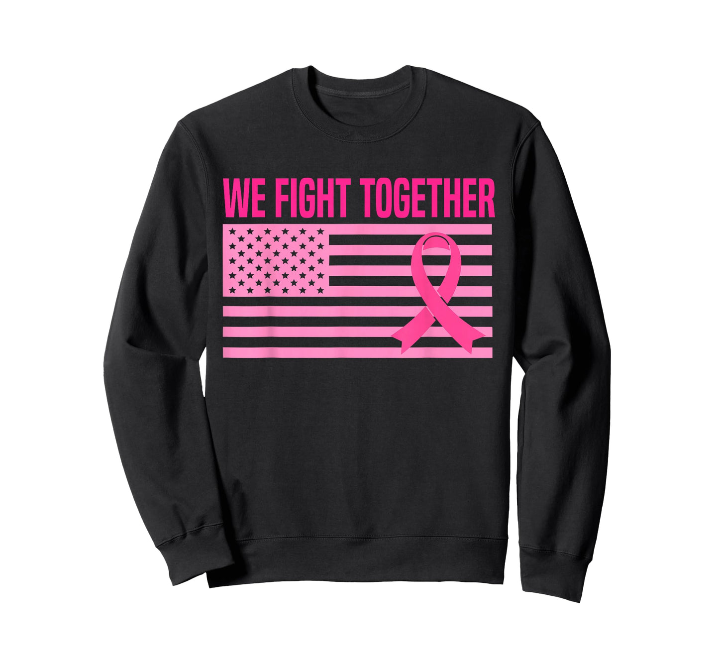 We Fight Together Breast Cancer American Flag Pink Ribbon T-Shirt