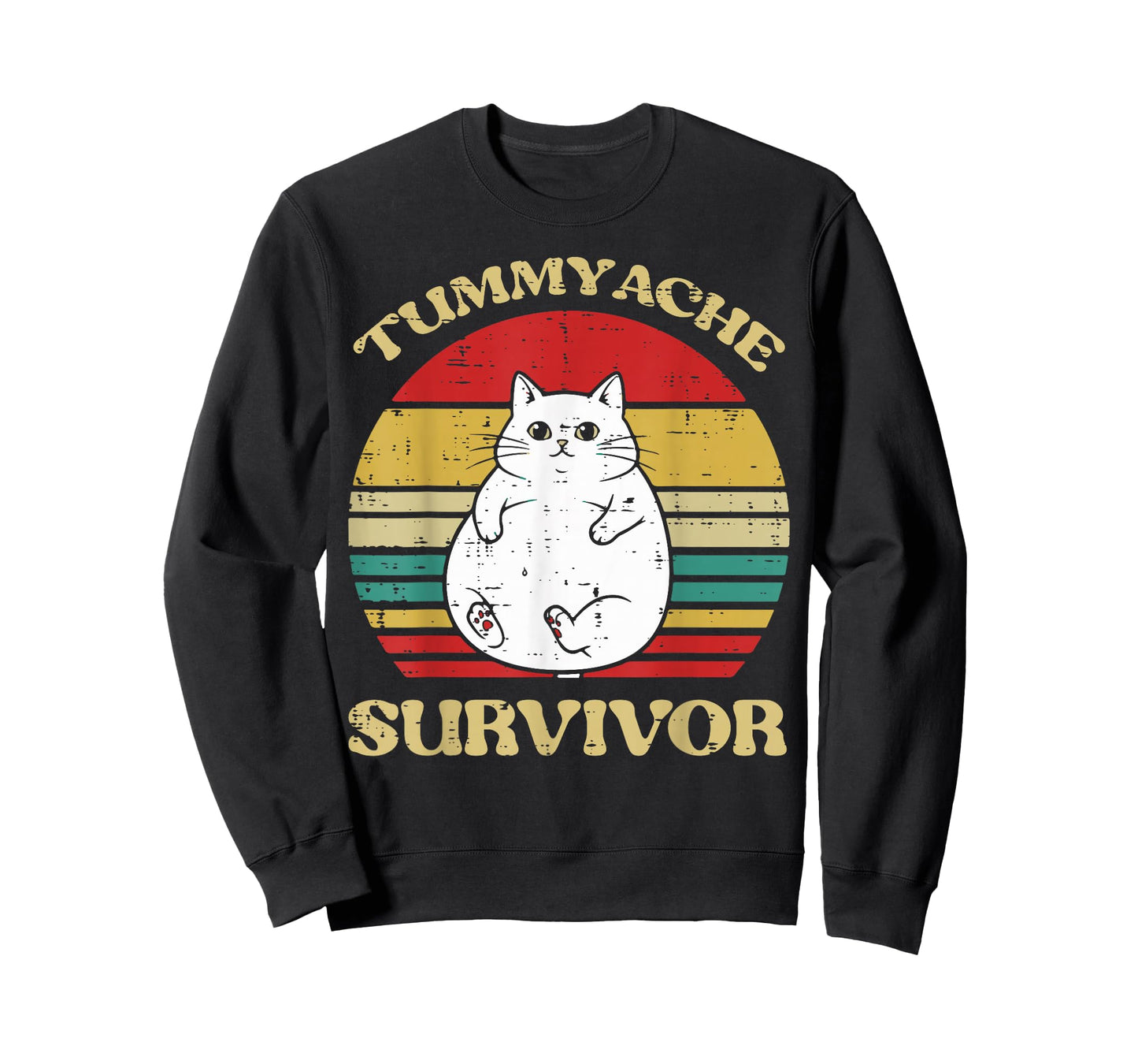 Fat Cat Tummy Ache Survivor Funny Saying Meme Men Women Kids T-Shirt