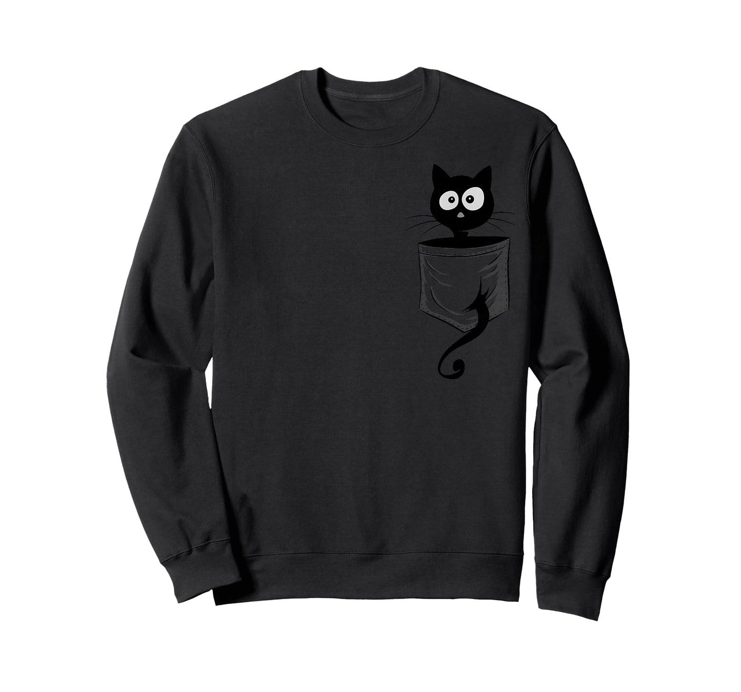 For Cat-Lover Cute Staring Black Cat Kitty In Pocket T-Shirt