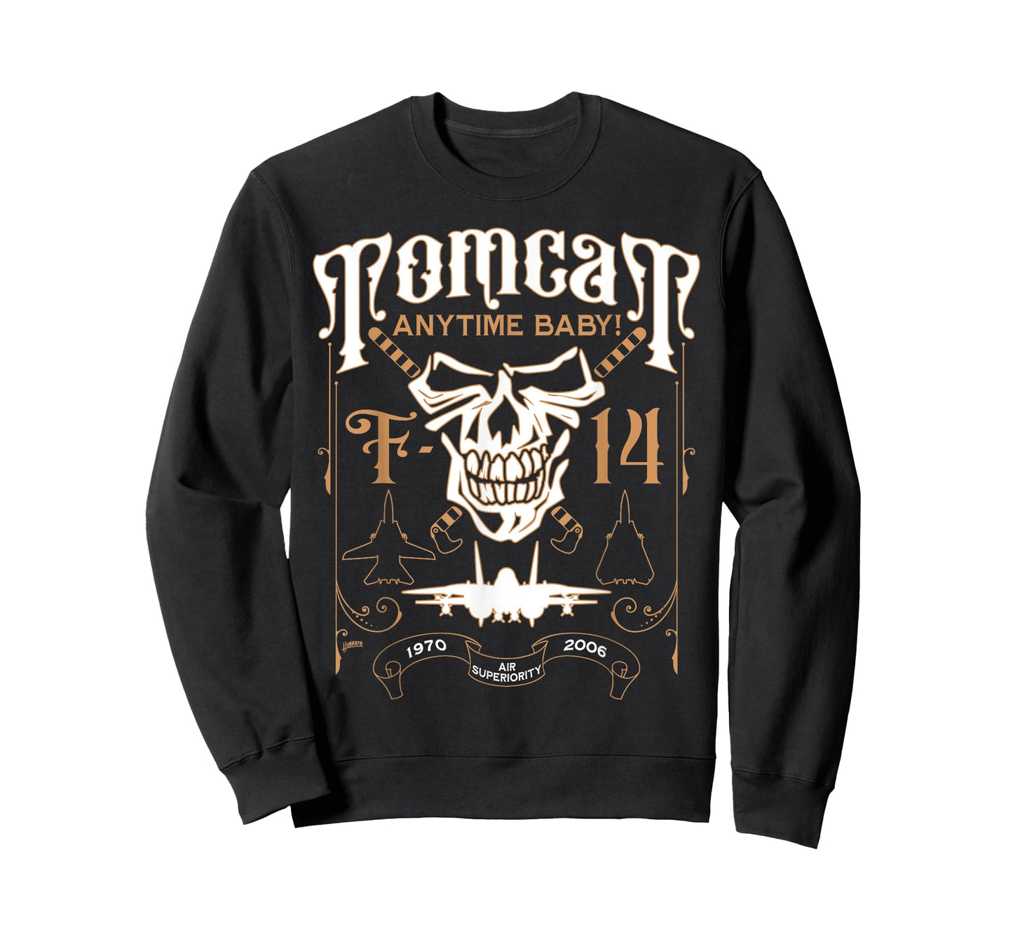 Classic F-14 Tomcat Military Fighter Jet Skull T-Shirt