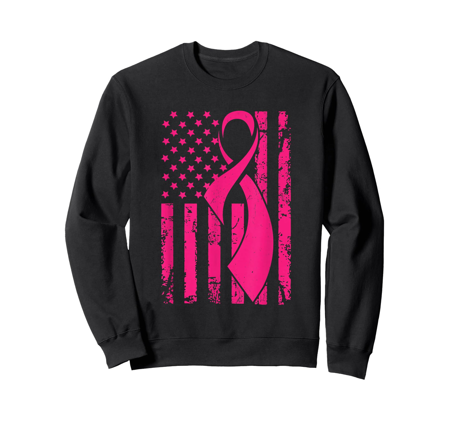 American Flag Distressed Breast Cancer Awareness T-shirt T-Shirt