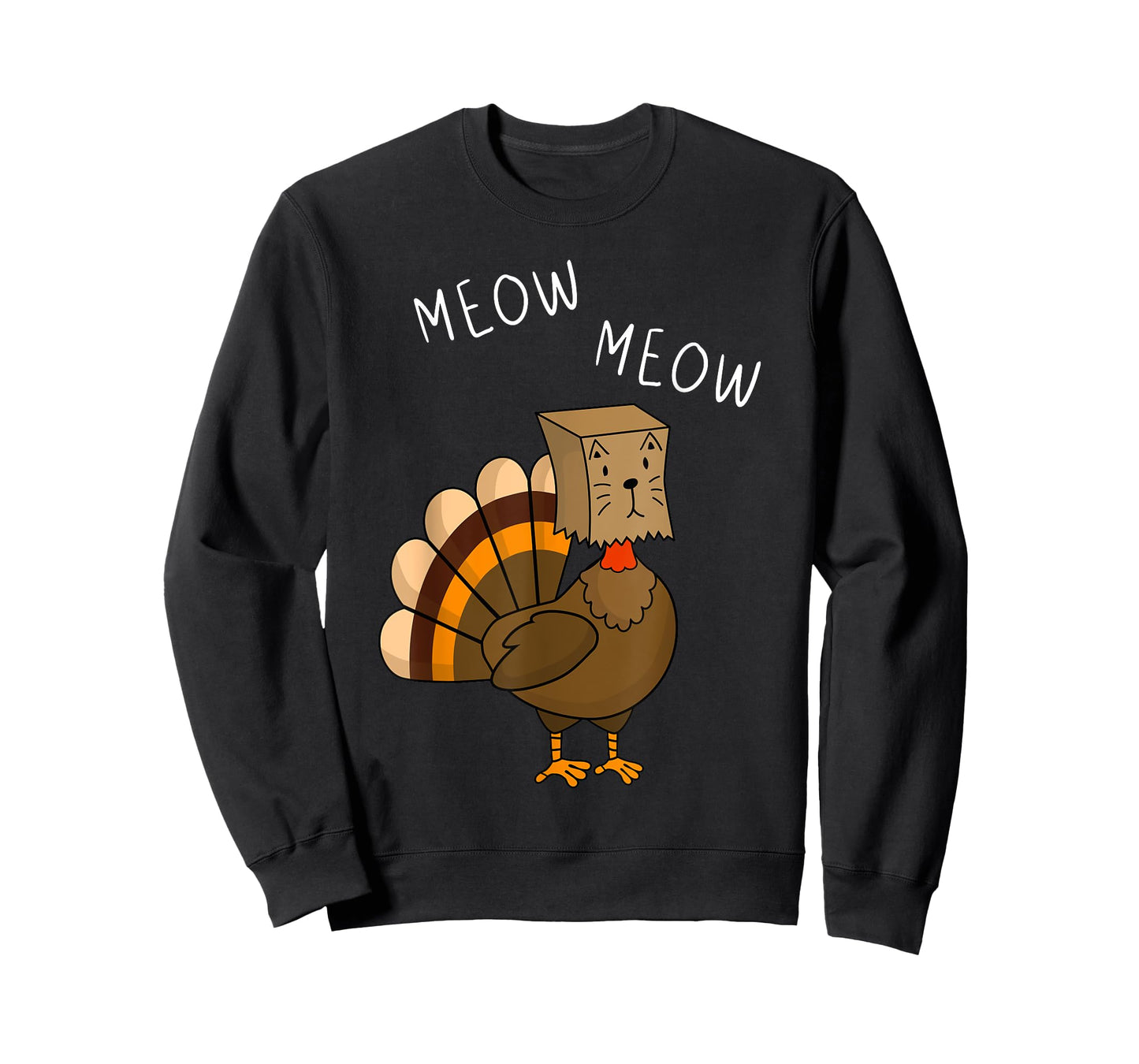 Funny Thanksgiving Fake cat Meow with Turkey T-Shirt