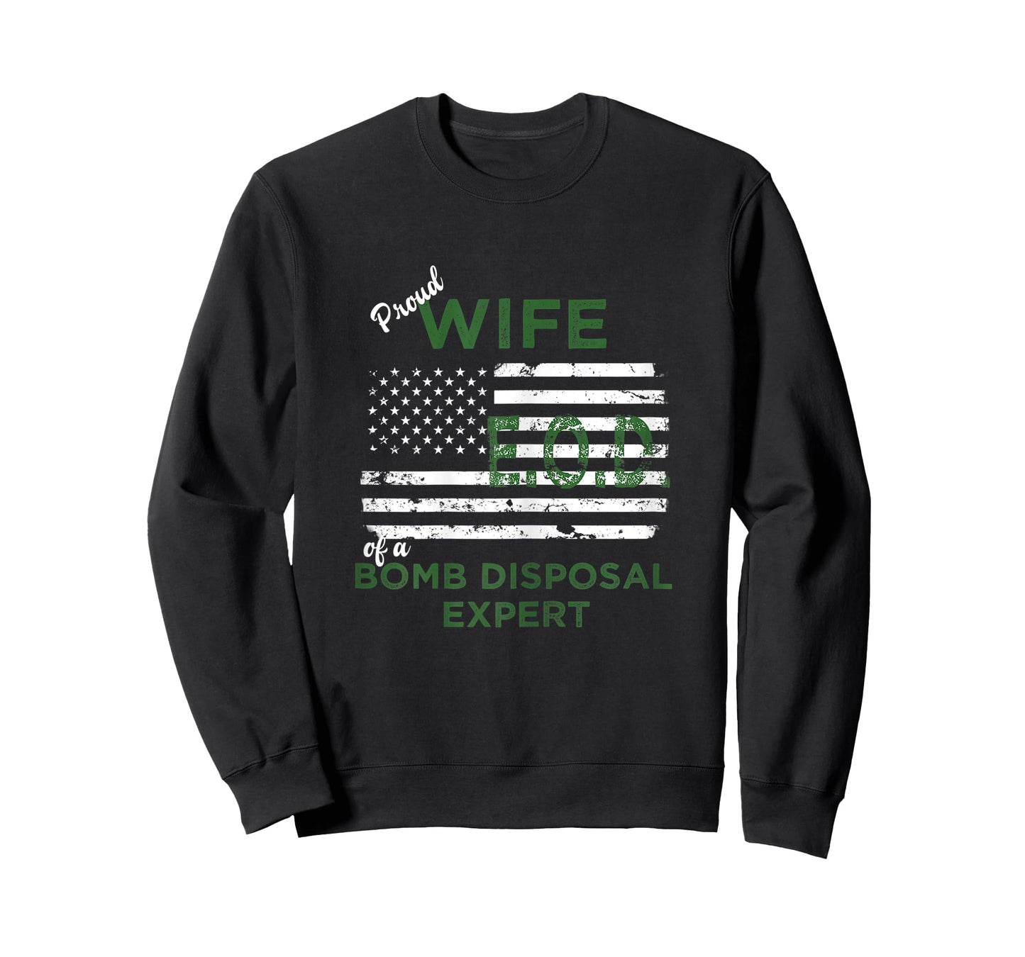 Womens Proud Wife of a Bomb Disposal Expert EOD Wife American Flag T-Shirt