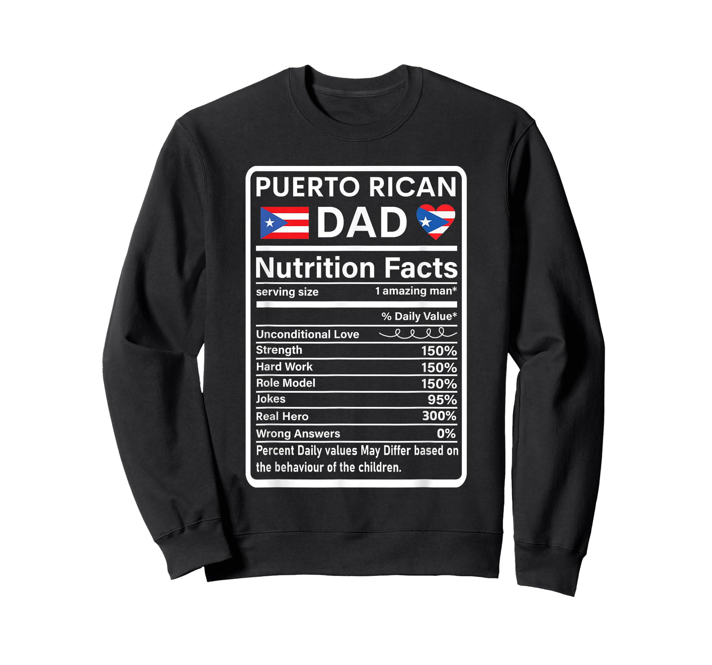 Puerto Rican Dad Nutrition Facts Boricua Puerto Rico PR Flag T-Shirt