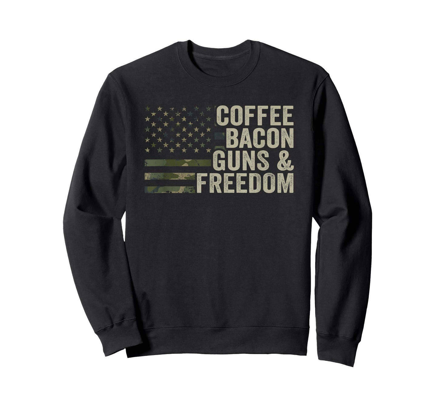 Coffee Bacon Guns & Freedom - BBQ Grill Gun Camouflage Flag T-Shirt