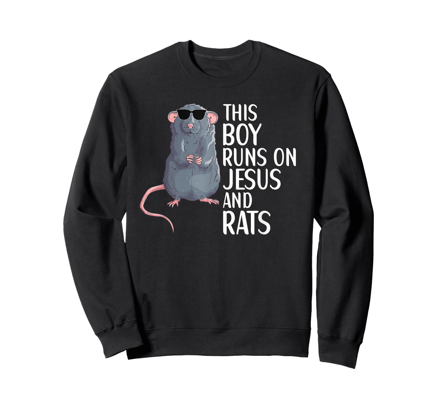 This Boy Runs On Jesus And Rats Funny Rat Lover Apparel T-Shirt