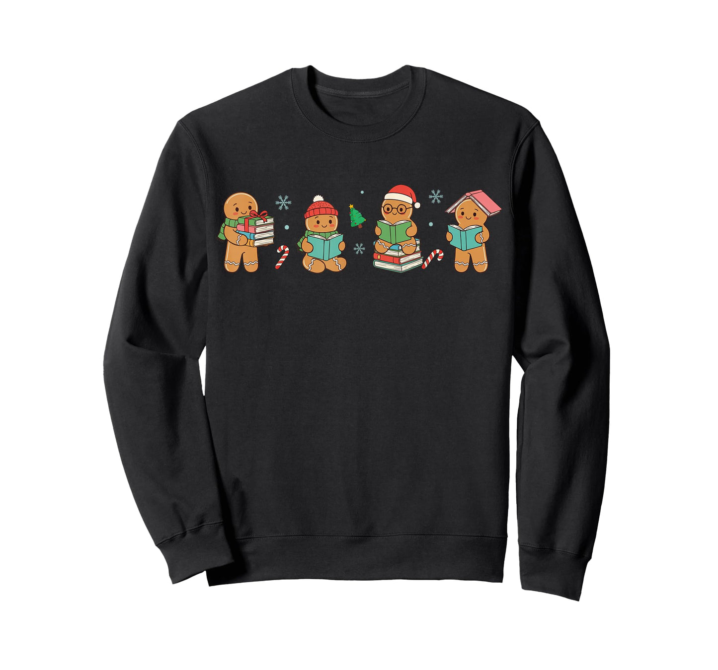 Christmas Library Gingerbread Man Books Lover Bookish T-Shirt