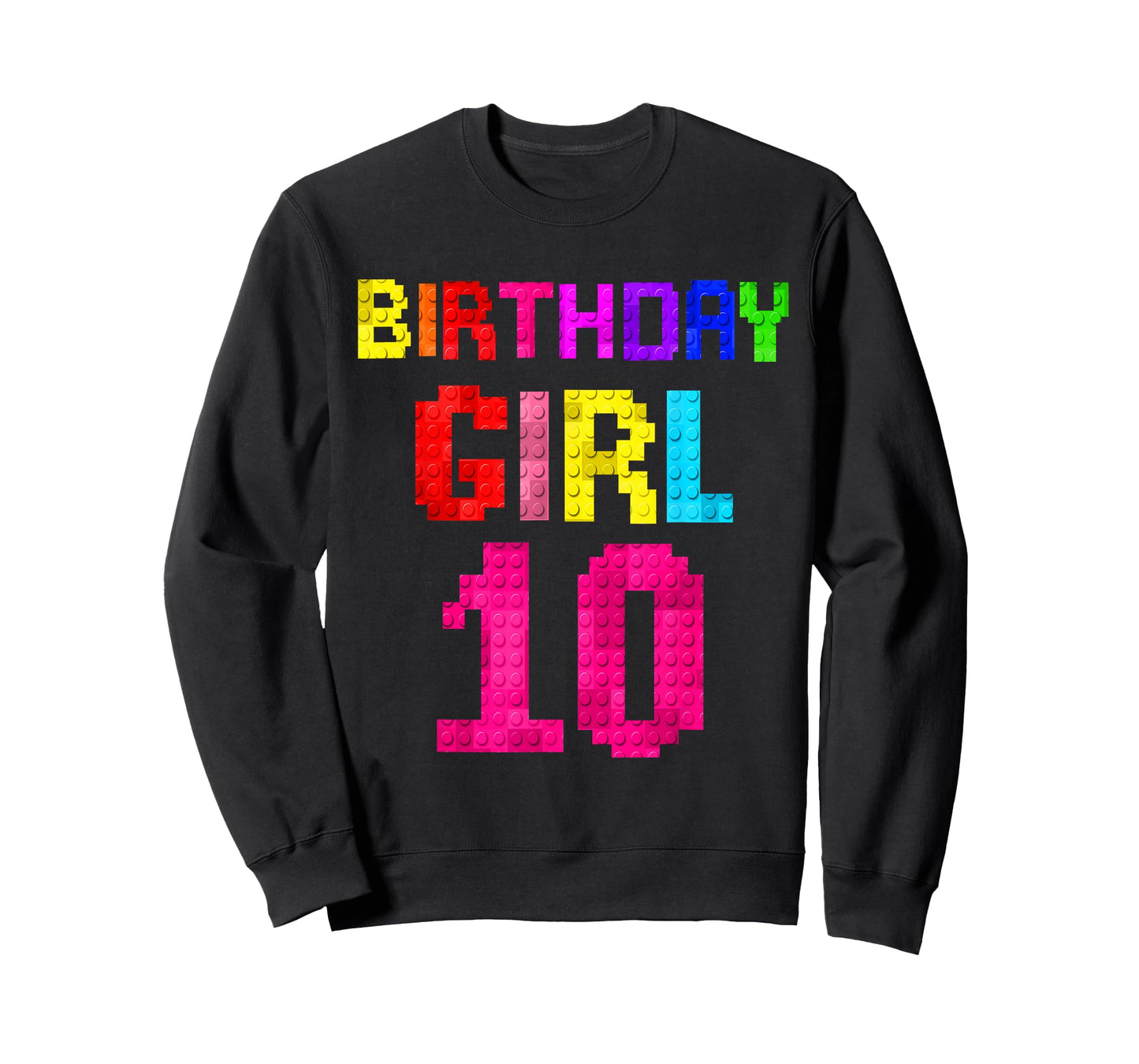 Kids 10th Birthday Girl 10 Years Old Building Blocks Builder T-Shirt