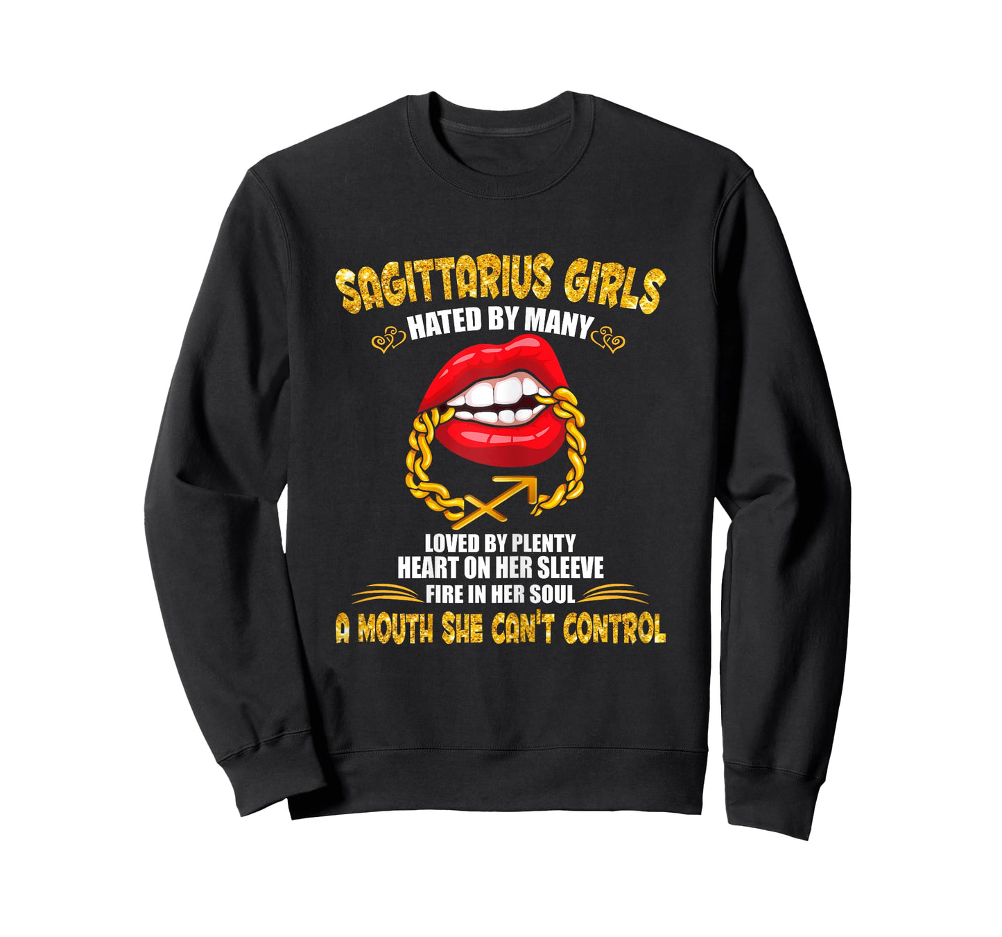 Sagittarius Girl Sexy Lip Bite Gold Zodiac Sign For Birthday T-Shirt