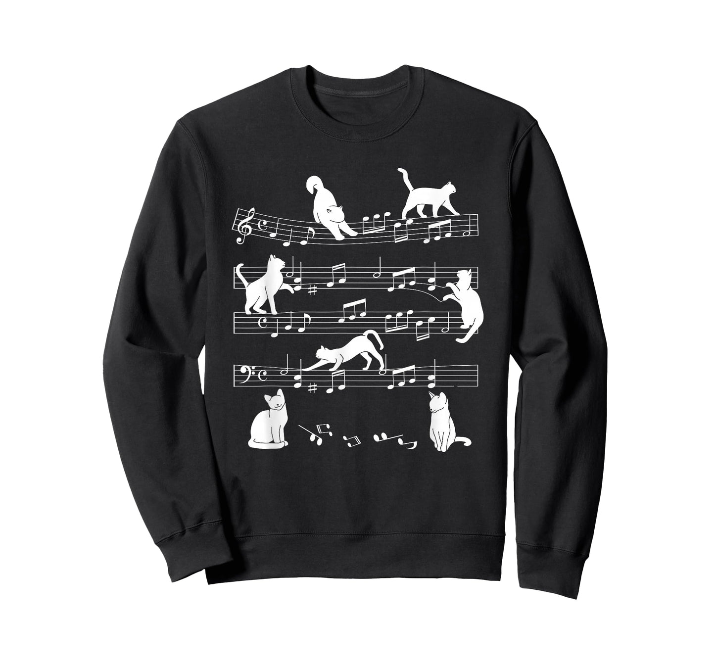 Cute Cat Kitty Playing Music Note Clef Musician Art T-Shirt
