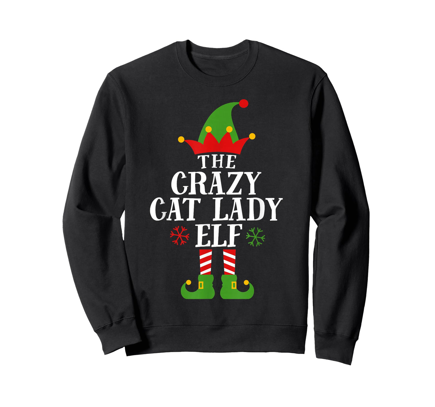 The Crazy Cat Lady Elf Funny Matching Christmas Pajama T-Shirt
