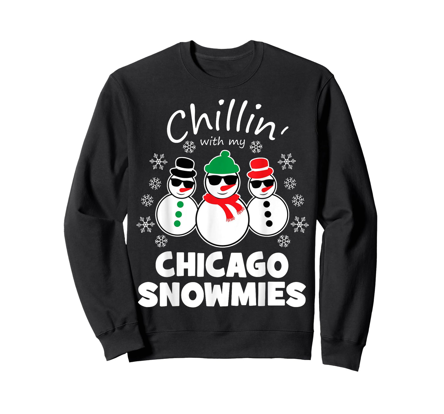 Chillin With My Chicago Snowmies Funny Christmas T-Shirt