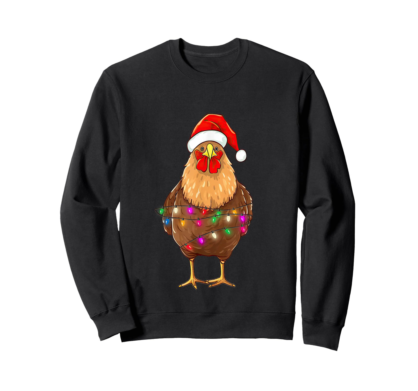 Chicken Christmas Lights Chicken Santa Farmer Xmas T-Shirt
