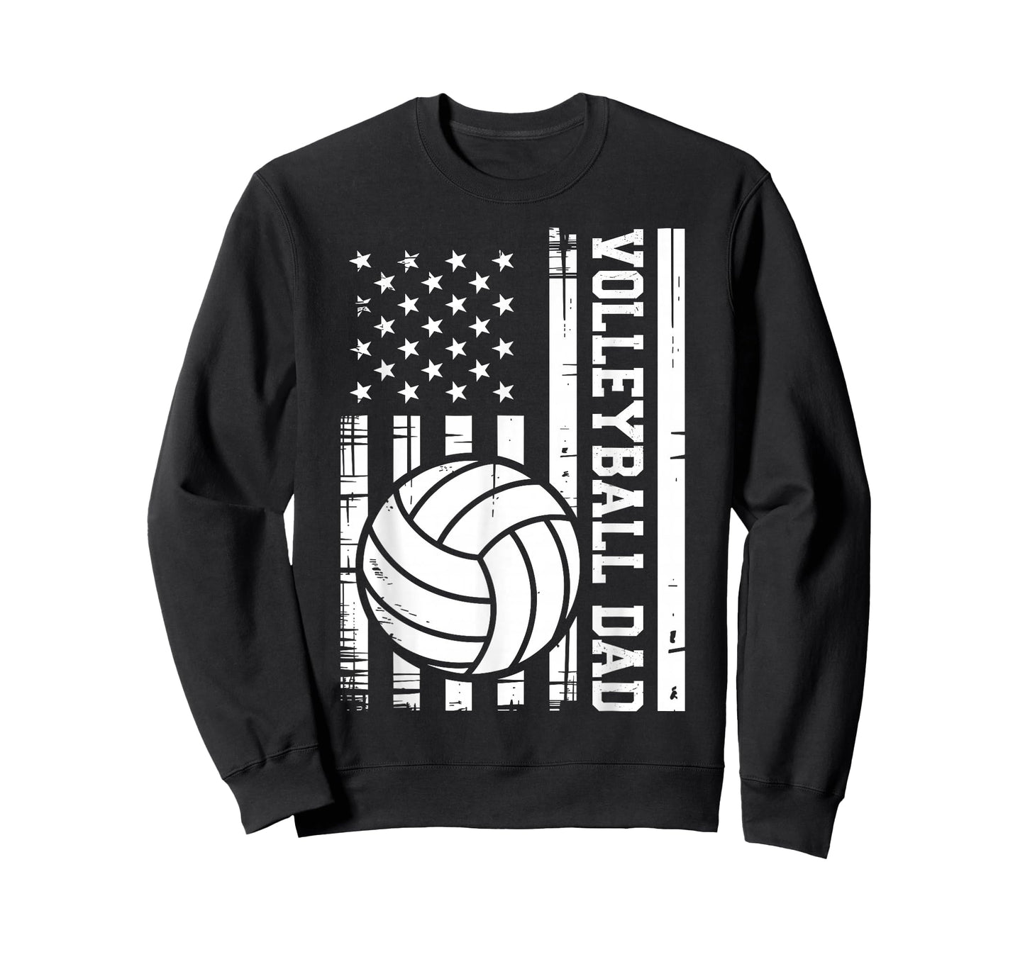 Mens Retro Fathers Day Daddy Papa Vintage Volleyball Dad USA Flag T-Shirt