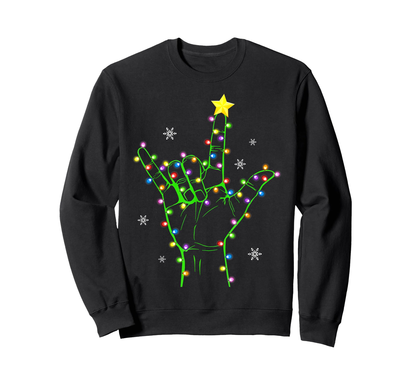 ASL Christmas Christmas Tree Lights American Sign Language T-Shirt