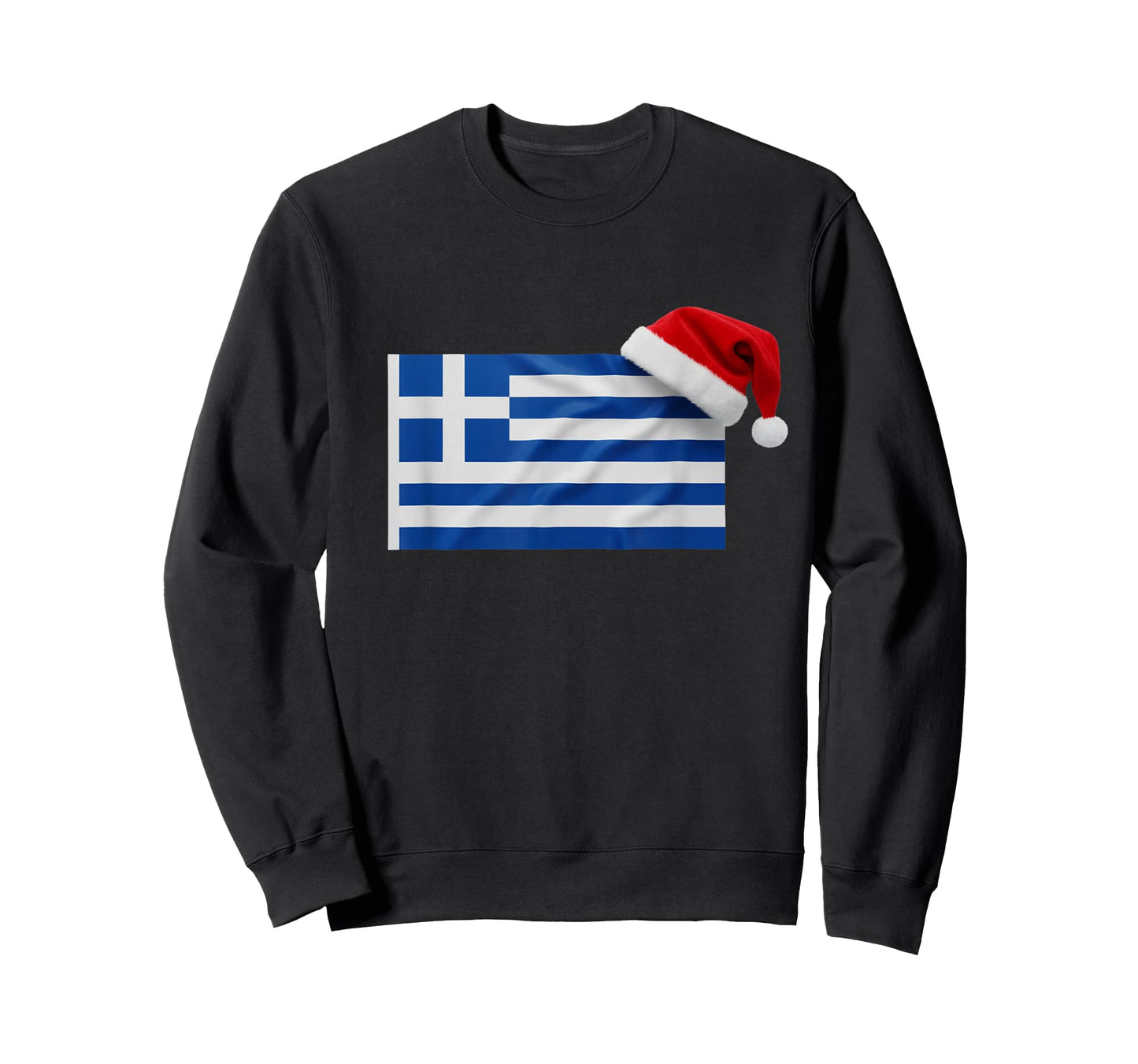 Greek Flag Santa Hat Funny Greece Christmas Holiday T-Shirt