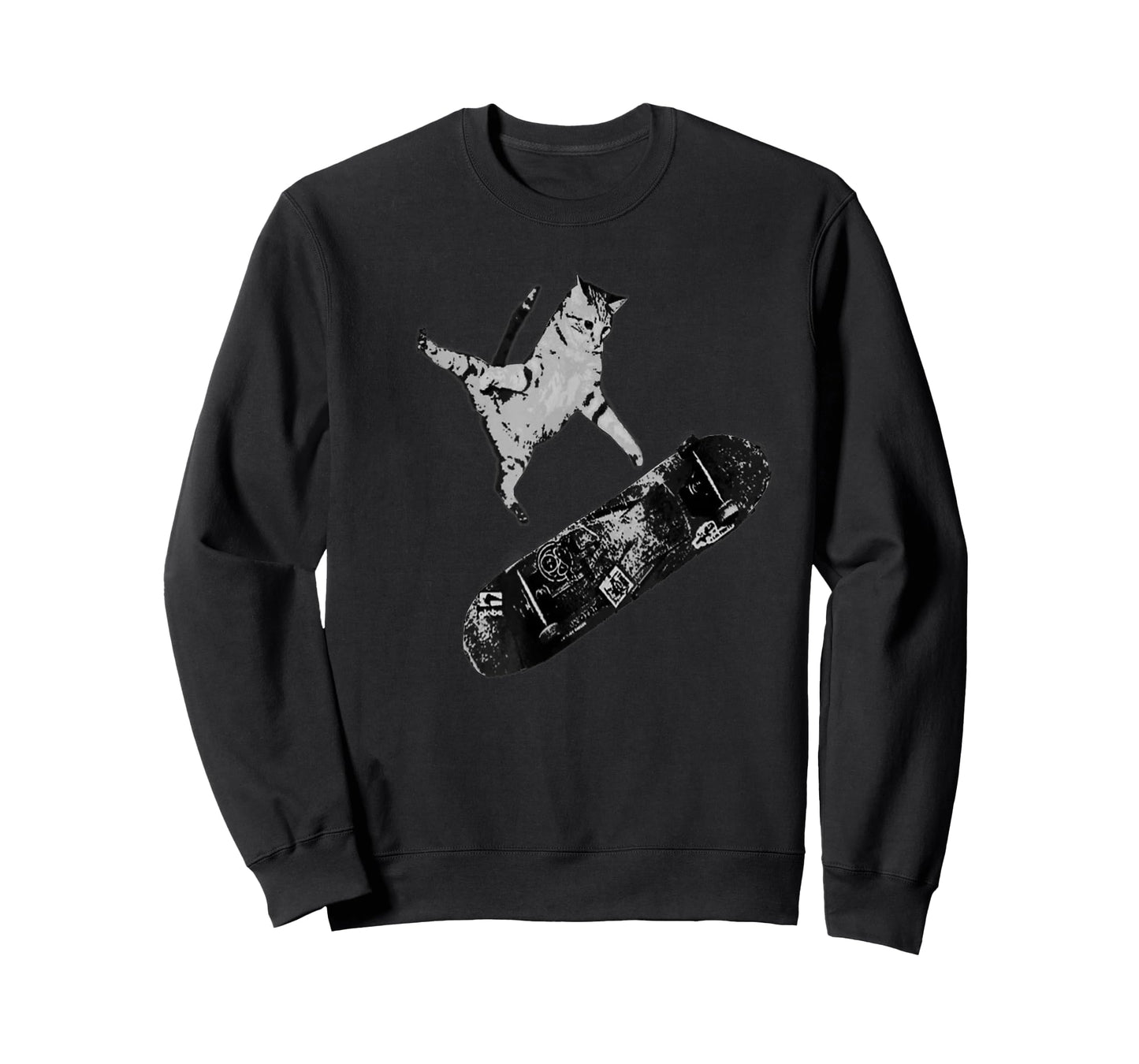 Cat on Skateboard Graphic Tee – Funny Kitten on Skateboard T-Shirt
