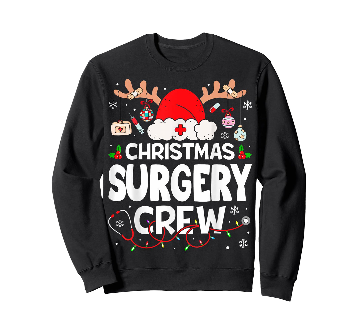 Christmas Surgery Crew Reindeer Santa Surgical Nurse T-Shirt