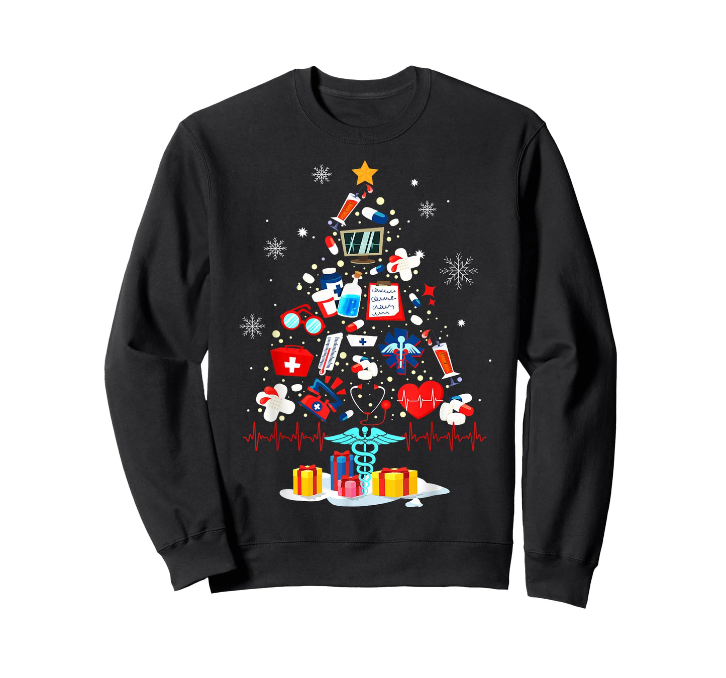 Christmas Tree Medical Tools Funny Nurse At Xmas Looks How T-Shirt