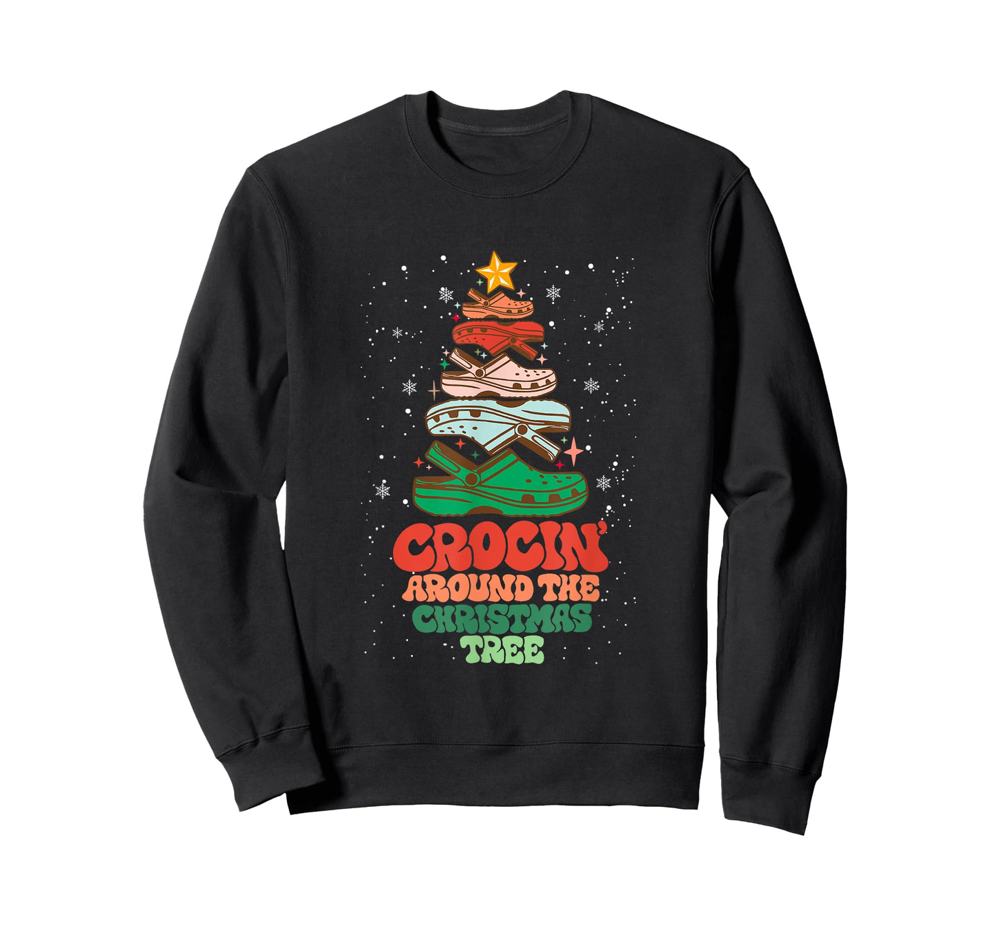 Funny Christmas Crocing Around The Christmas Tree Vintage T-Shirt