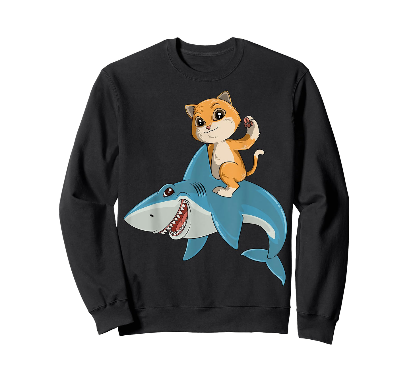 Cat Riding Shark Cat Lovers Shark Lovers T-Shirt for Men Women Kids
