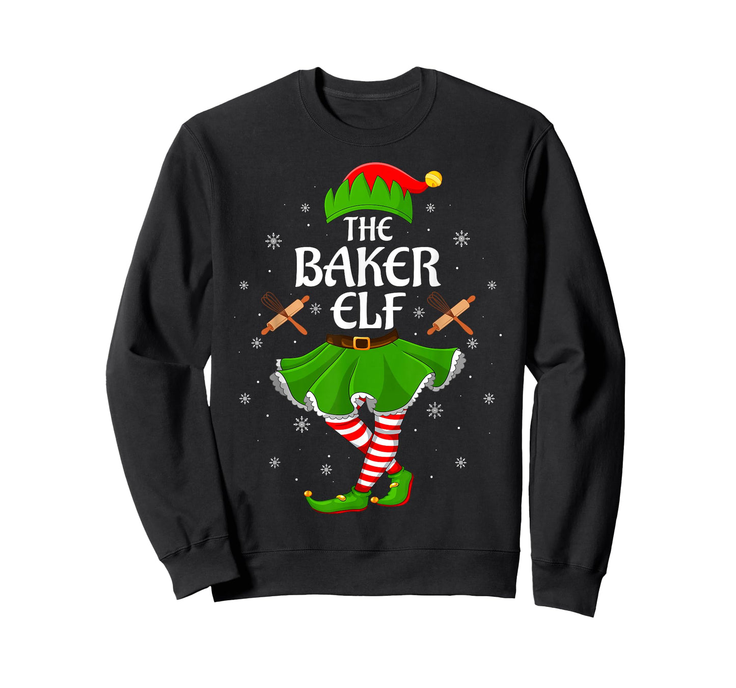 Baker Elf Christmas Family Girls Women Elf Squad Xmas T-Shirt