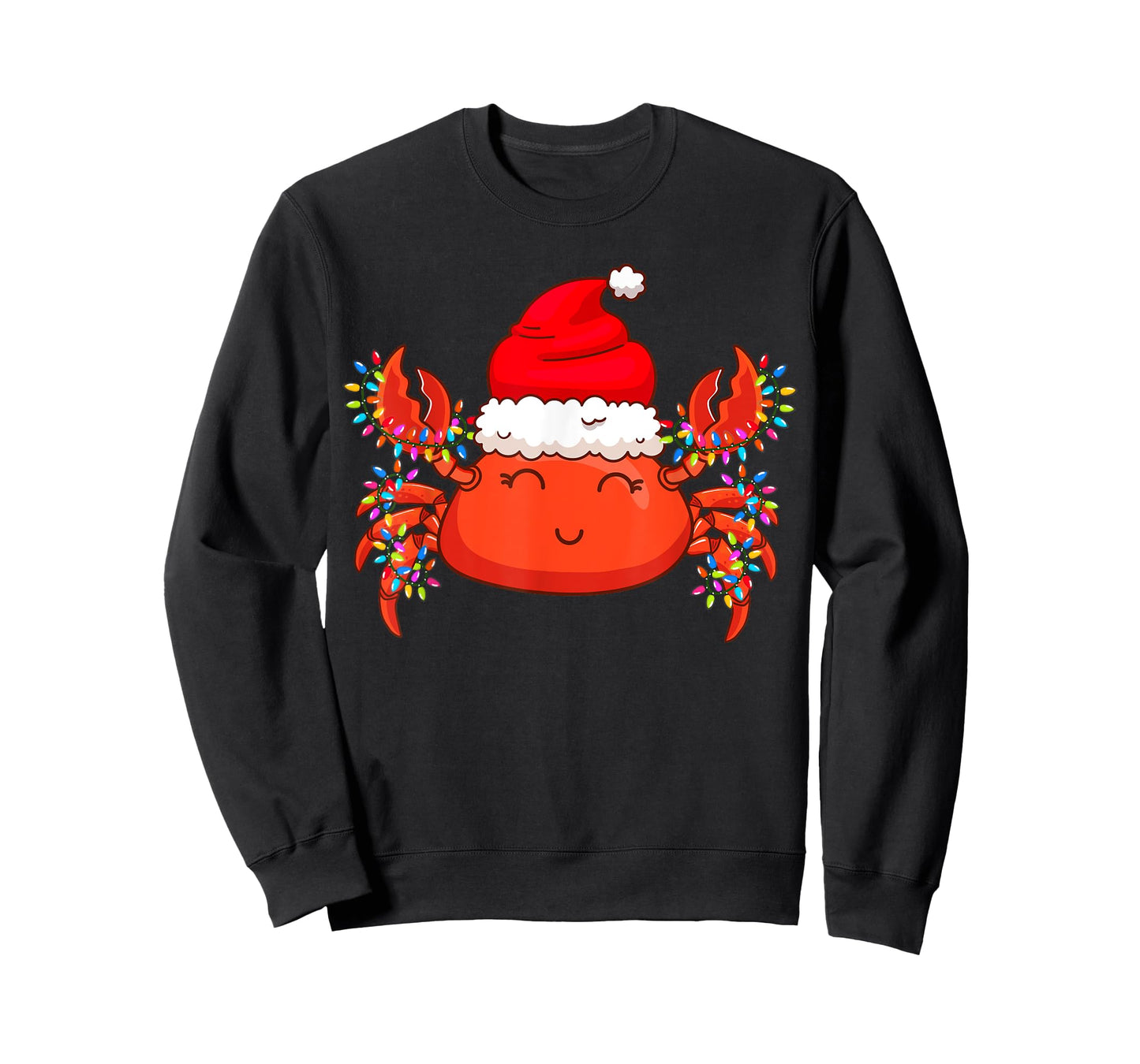 Christmas Lights Crab Wearing Xmas Hat - Cute Crab Lover T-Shirt
