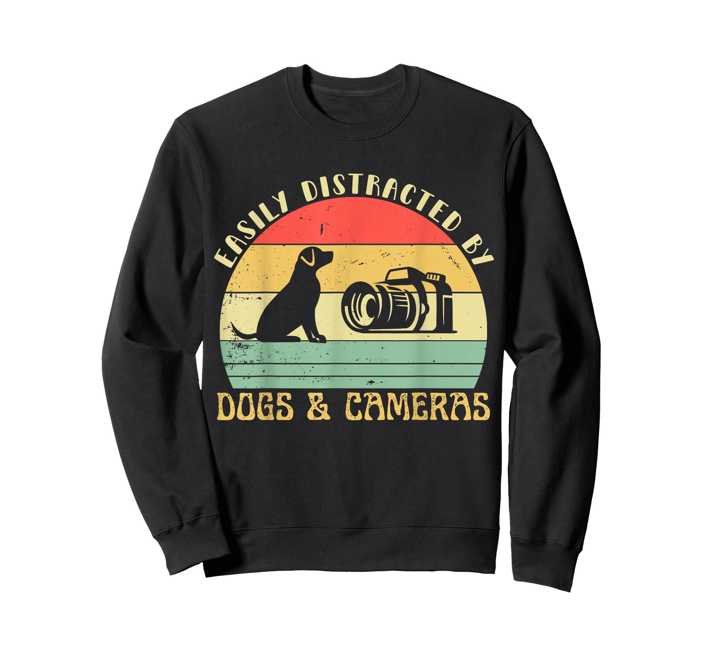 Easily Distracted By Cameras & Dogs Retro Funny Photographer T-Shirt