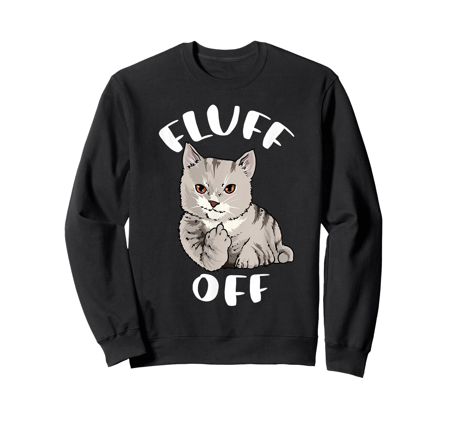 Funny Cat Flipping Off Middle Finger Fluff Off Anti People T-Shirt
