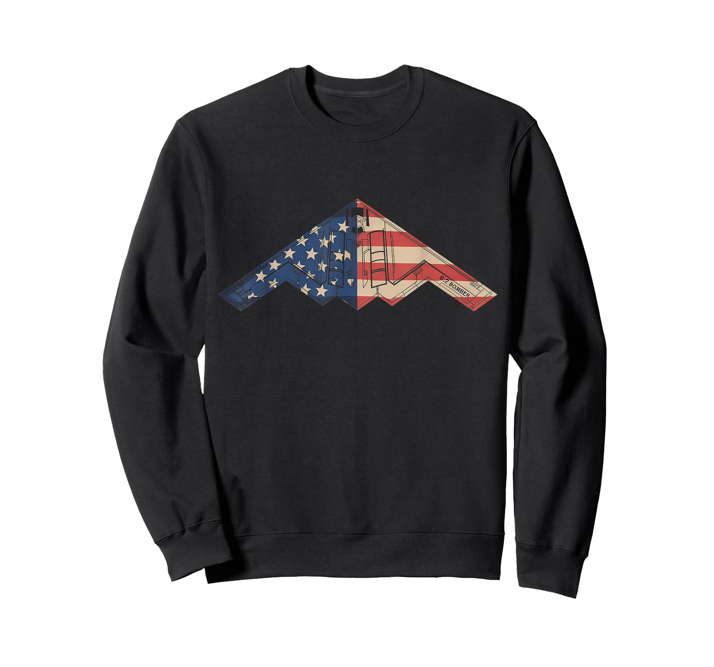 B-2 Bomber Stealth Aircraft Schematic American Flag B2 T-Shirt
