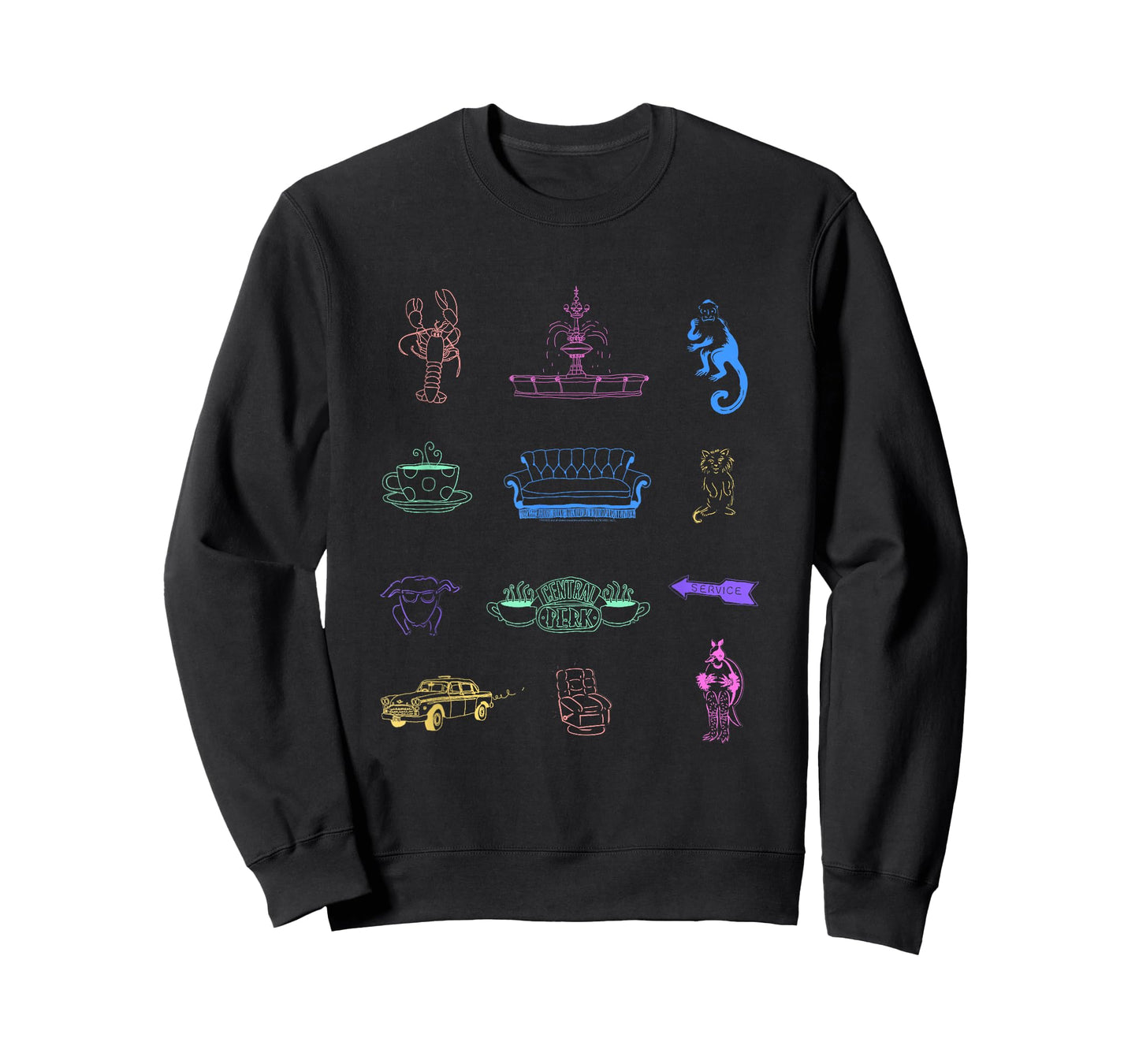 Friends Colorful Icons Outlines TV Show T-Shirt